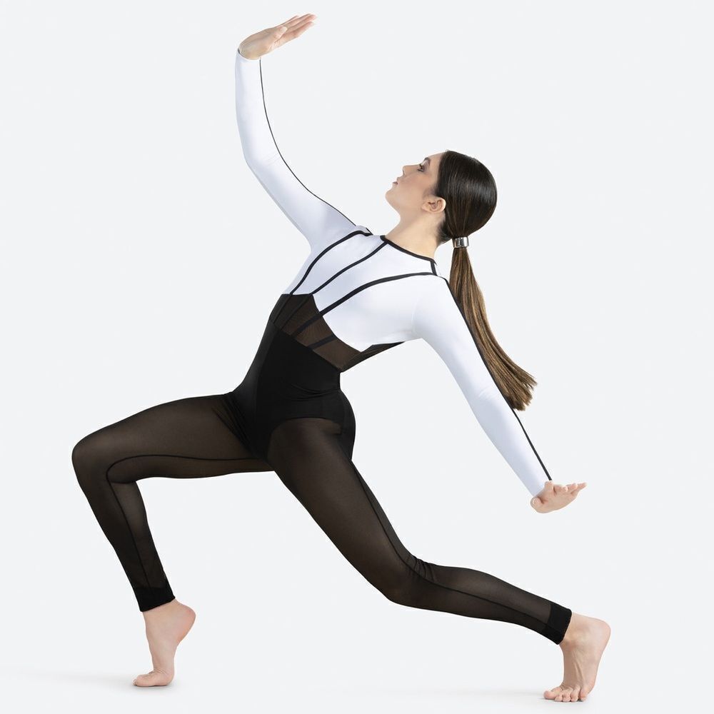 Revolution Dance Costume unitard black white ISOLATED INCIDENT RC24578 LC child